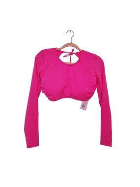 Wild Fable Pink Long-Sleeve Swim Shirt With Open Back & Tie Closure M